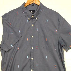 American Eagle men's blue surfboard print lightweight short sleeve shirt XL